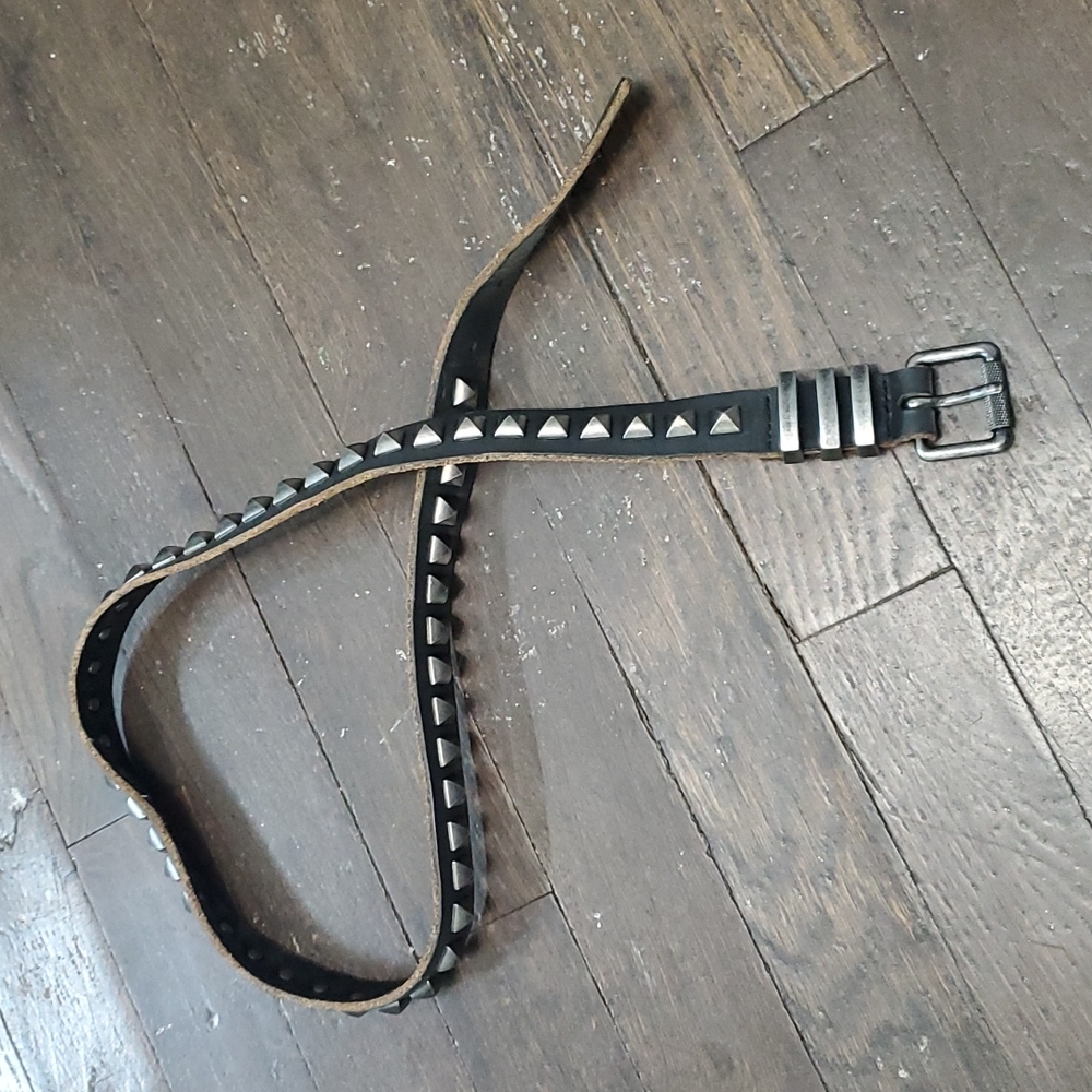 Black leather studded belt